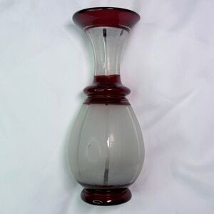Antique Bohemian Ruby Red Frosted Glass Vase Art Deco Antique Style Collectible